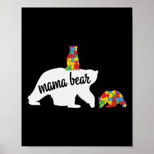 Poster Mama Urso De Dois Guerreiros Autismo Consciência