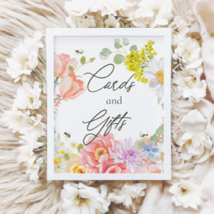 Poster Mamãe a abelha   Chá de fraldas de Aquarela Floral
