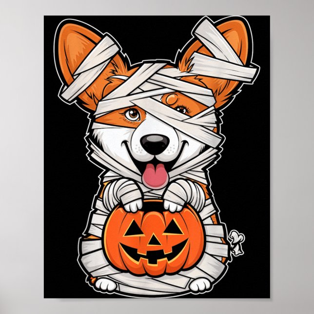 Poster Mamãe Abóbora Cachorro de Estimação de Halloween (Frente)