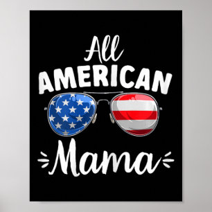 Poster Mamãe Americana de Meninas e Mulheres 4 de Julho 