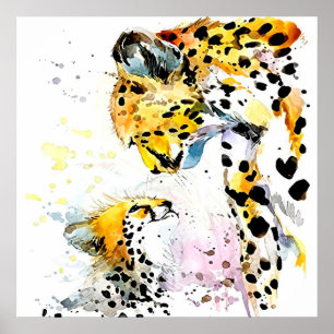 Poster Mamãe Bebê Lion Família Presente, Mãe Filha An