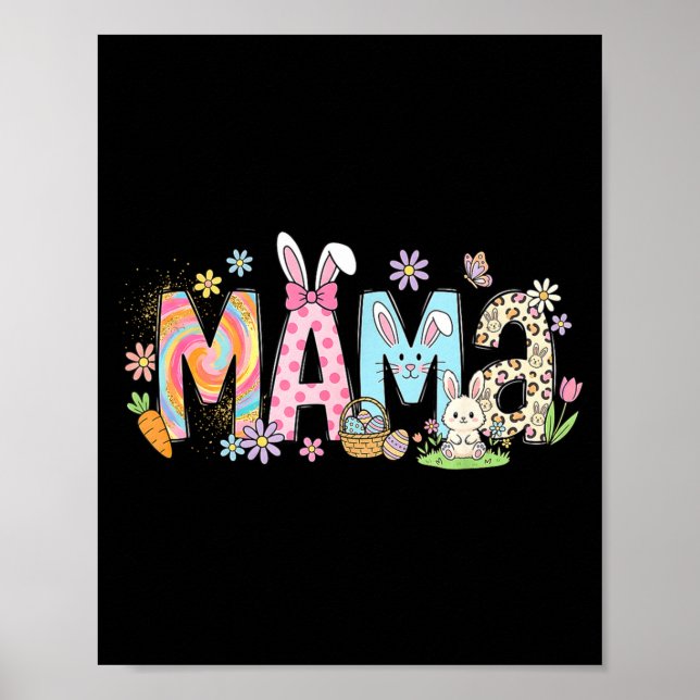 Poster Mamãe coelho da Páscoa floral de primavera para ma (Frente)