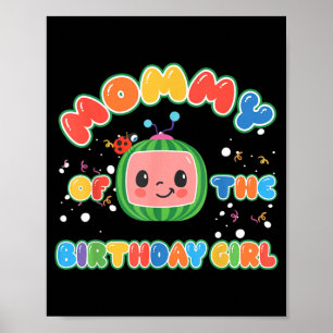 Poster Mamãe da Menina de Aniversário Família Melão Diver