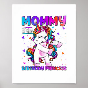 Poster Mamãe da Menina Princesa de Aniversário Flossing U