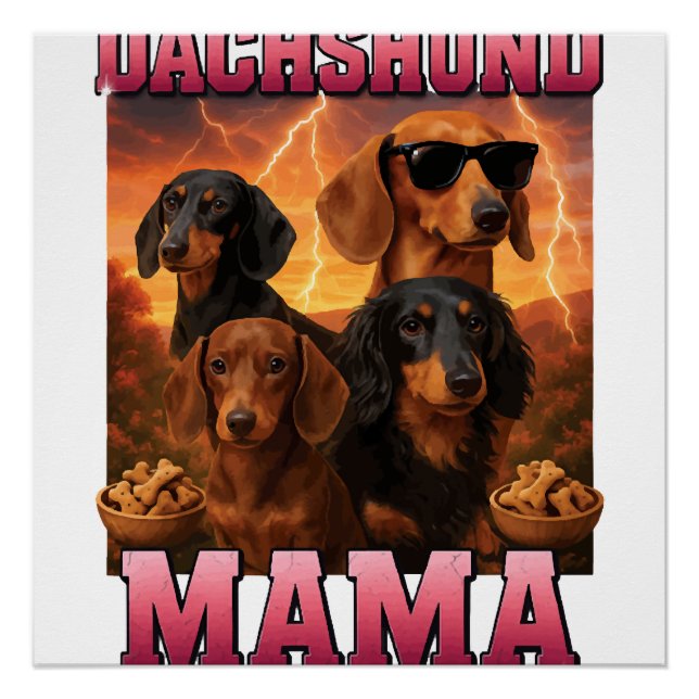 Póster Mamãe Dachshund (Frente)
