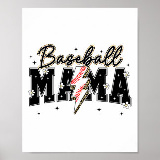 Poster Mamãe de Beisebol Fofo Dia de Jogo da Temporda Esp