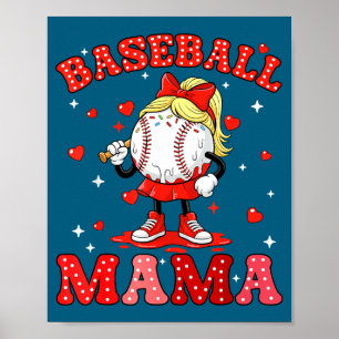 Poster Mamãe de beisebol mãe esportista dia dos namorados