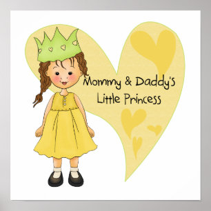 Póster Mamãe de cabelo castanho e Pai Princesa