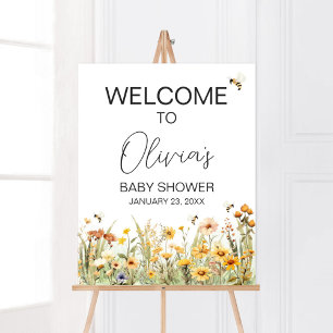Poster Mamãe de flor selvagem para Chá de fraldas de abel