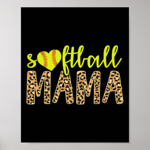 Poster Mamãe de Softbol Guepardo Fofo Dia das Mães Esport