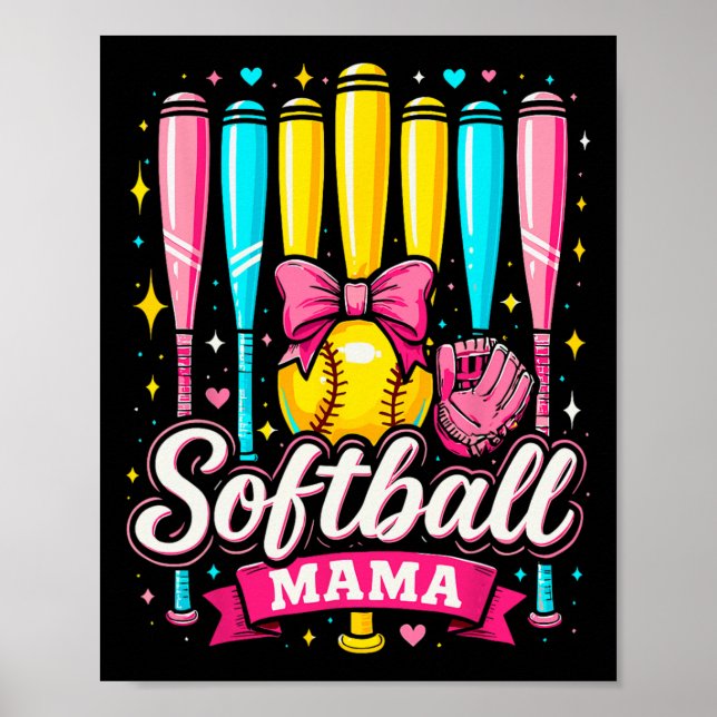Poster Mamãe de Softbol Sofbol Coquete Arco Softbol  (Frente)