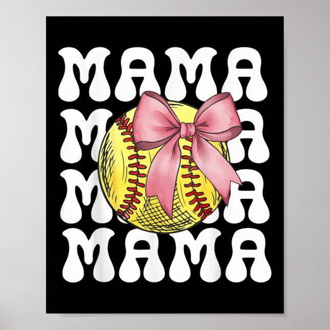 Poster Mamãe de Softbol Softbol Coquete Laço Mamãe de Sof (Frente)