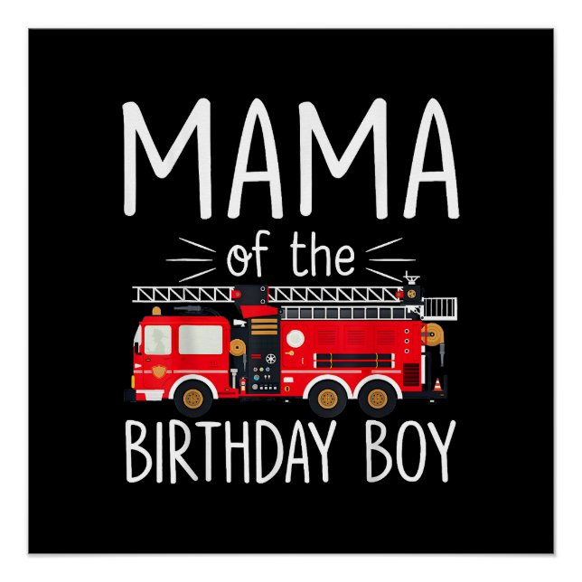 Póster Mamãe do Aniversário do Bombeiro Fa (Frente)