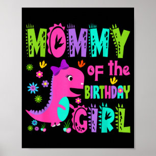 Poster Mamãe do dinossauro saurus rex menina aniversarian