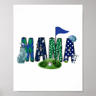 Poster Mamãe Do Menino De Aniversário Buraco Em Um Esport
