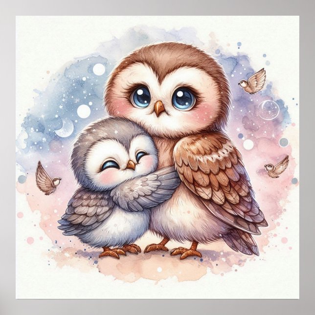 Poster Mamãe e Baby Owl (Frente)