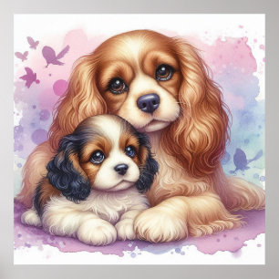 Poster Mamãe e Baby Spaniel