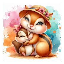 Mamãe e Bebê Esquilo