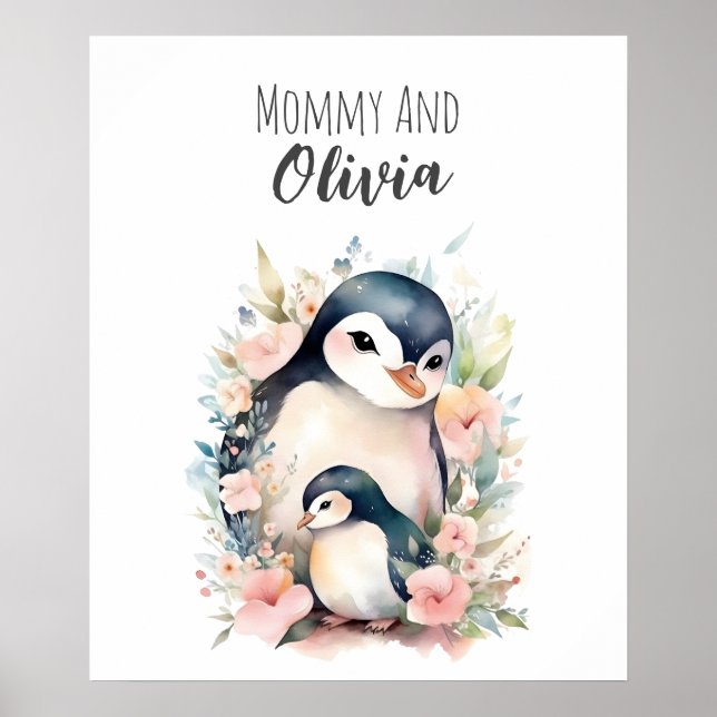 Poster Mamãe e eu | Pinguim | Arte Animal (Frente)