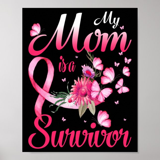 Poster Mamãe É Uma Consciência De Cancer De Sobrevivência (Frente)