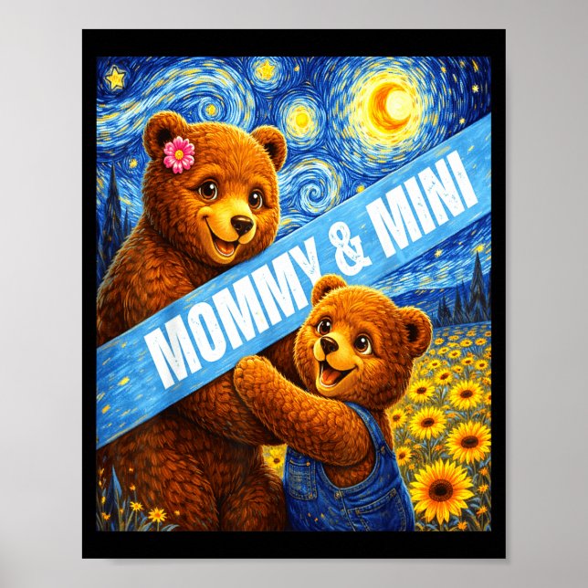 Poster Mamãe e ursinho fofo miniatura combinando dia das  (Frente)
