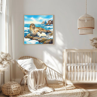 Poster Mamãe Foca e Berçário de Filhotes