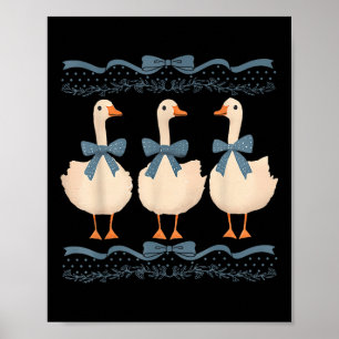 Poster Mamãe Ganha Com Bebê Geese Vintage Azul Fita