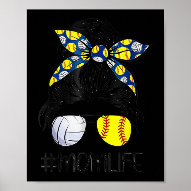 Poster Mamãe Life Sofball Voleibol Mãe Dia de as mães Mes (Frente)
