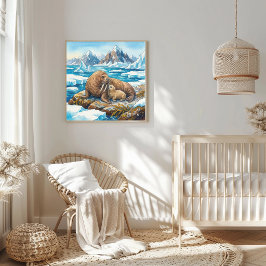 Poster Mamãe Morsa e Berçário dos Filhotes