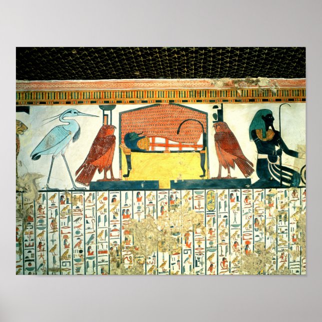 Póster Mamãe numa cama funerária com várias divinidades (Frente)