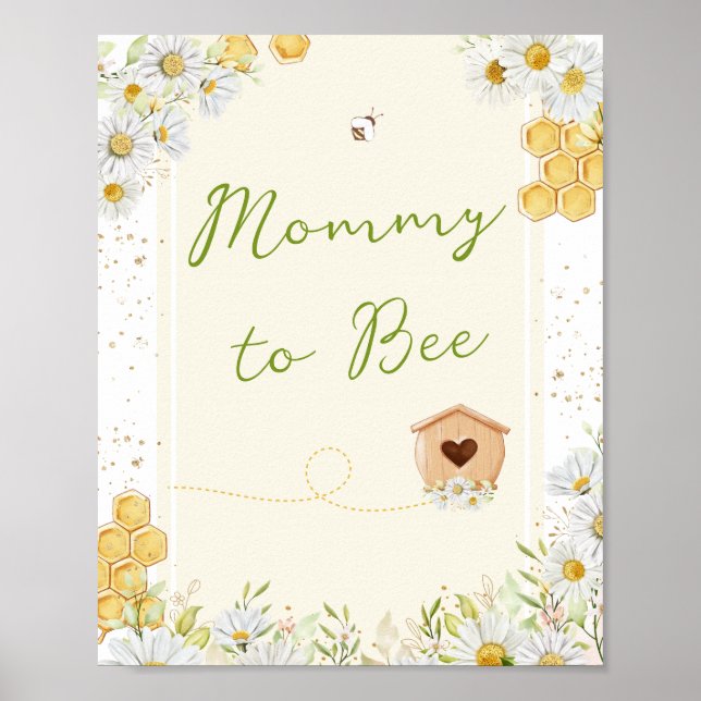 Poster Mamãe para Bebê Bumblebee doce Chá de fraldas borr (Frente)