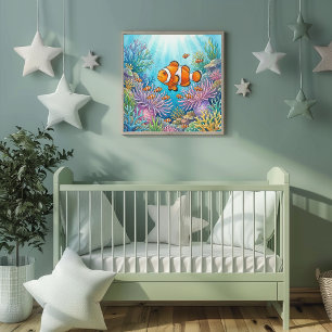 Poster Mamãe Peixe-Palhaço e Berçário de Alevinos