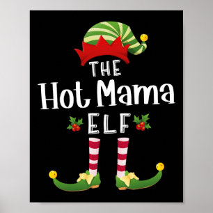 Poster Mamãe Quente Elfo de Natal Camisa de Dormir Combin