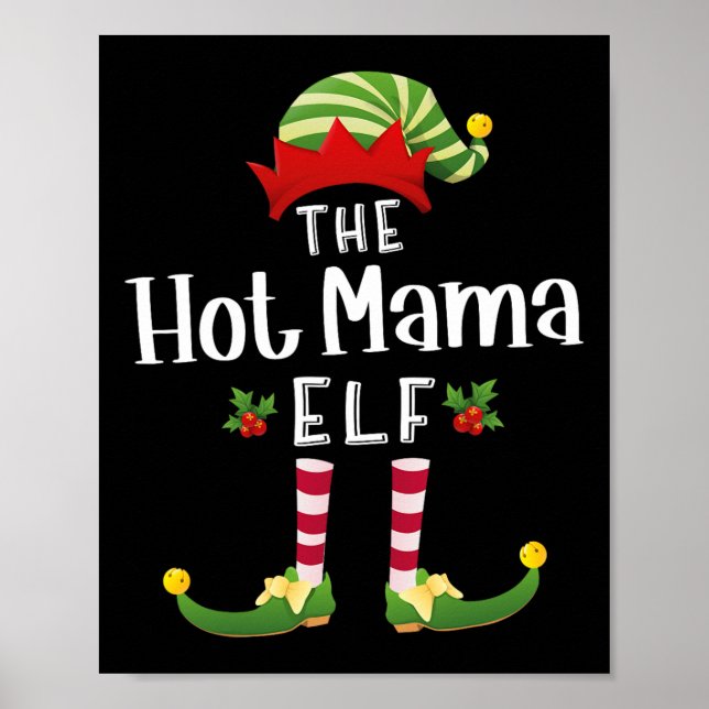 Poster Mamãe Quente Elfo de Natal Camisa de Dormir Combin (Frente)