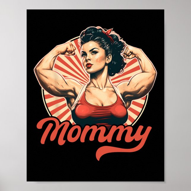 Poster Mamãe Retro Pestiche E Ginástica De Construção De  (Frente)