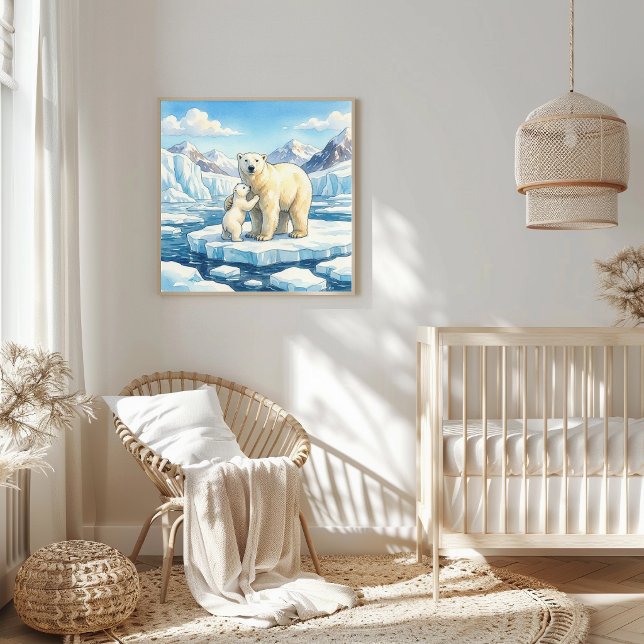 Poster Mamãe Urso Polar e Berçário de Filhotes (Criador carregado)