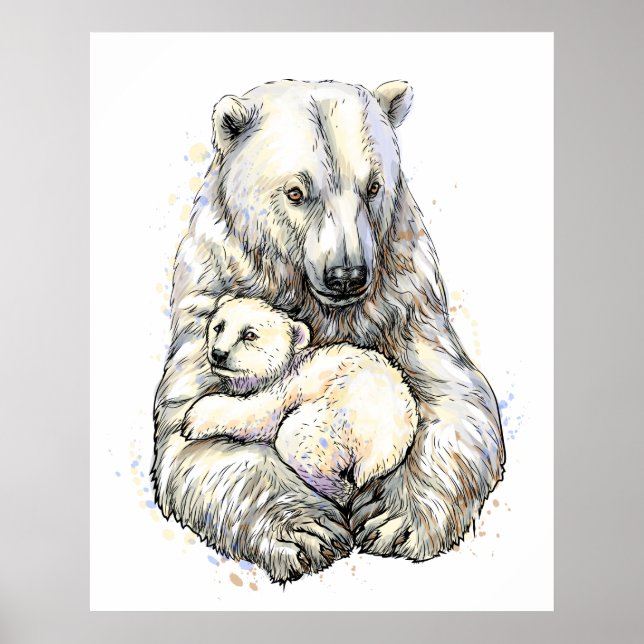 Poster Mamãe Urso Polar E Filhote (Frente)