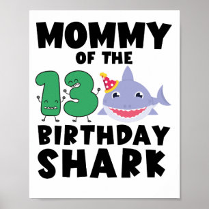 Poster Mamães De Aniversário Do Tubarão De Aniversário De