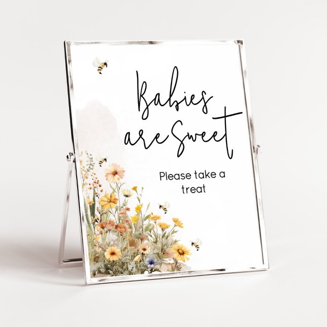 Poster Mamães para Bee Wildflower Babies são doces (Wildflower Mommy to Bee Baby Shower Babies are Sweet Sign)