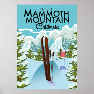 Poster Mammoth Mountain California para esquiar