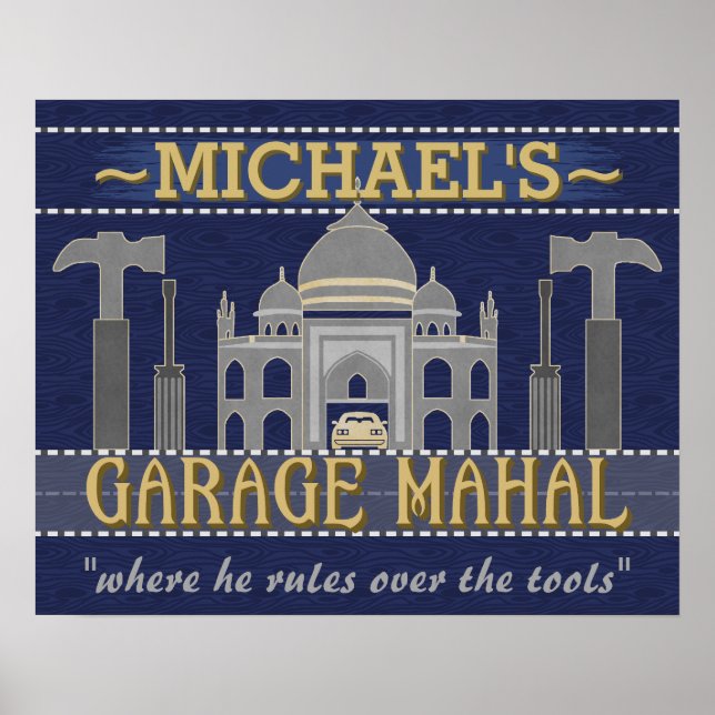 Poster Man Cave Garage Mahal Funny Cara Humor | Personali (Frente)
