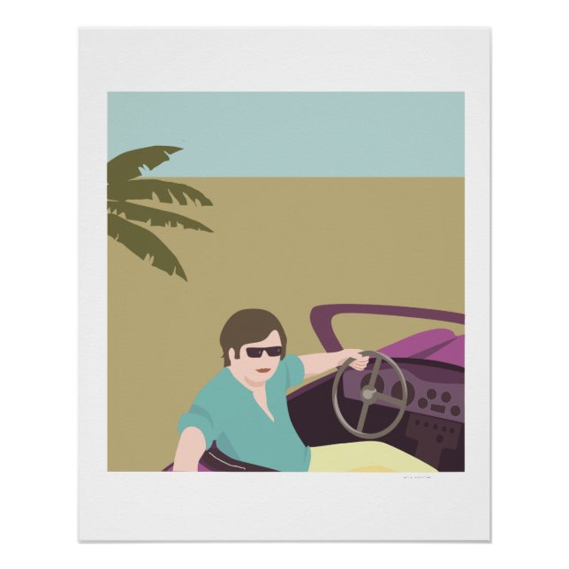 Póster man in sportwagen met zonnebril (Frente)