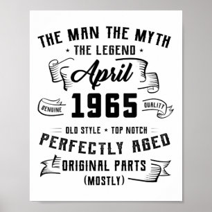 Poster Man Myth Legend abril de 1965 60th Aniversário Tee
