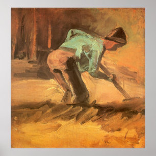 Póster Man Stooping with Stick or Spade, Vincent van Gogh