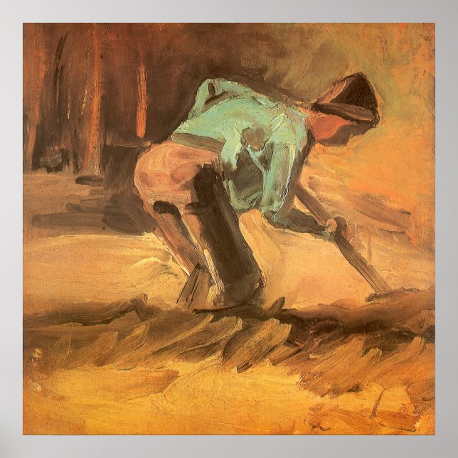 Póster Man Stooping with Stick or Spade, Vincent van Gogh (Frente)