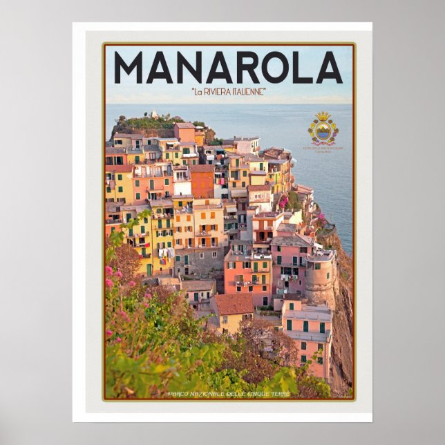 Póster Manarola Vineyard Sunset (branco) (Frente)
