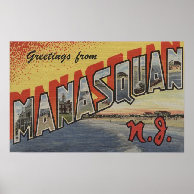 Poster Manasquan, Nova Jersey - Cenas com Letras Grandes (Frente)