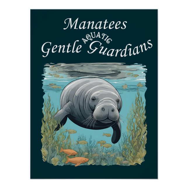 Póster Manatees Gentle Aquatic Guardians (Frente)