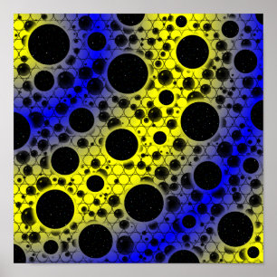 Poster Manchas de Bolha Espacial - Amarelo/Azul