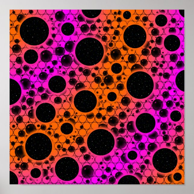 Poster Manchas de Bolha Espacial - Laranja/Rosa (Frente)